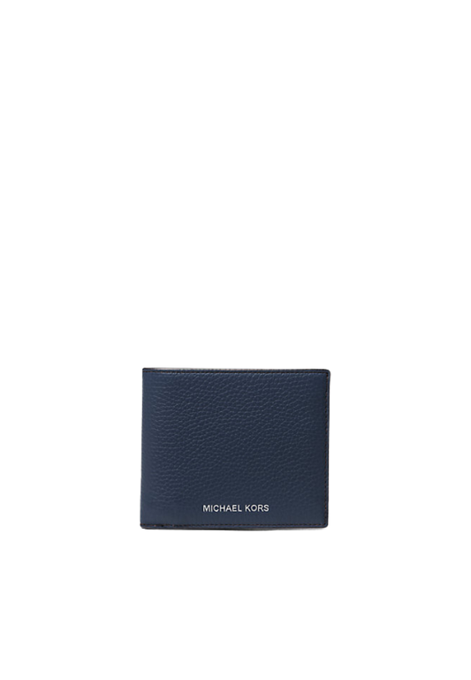 Michael Kors Cooper Pebbled Leather Billfold Wallet In Navy Blue Marine 36S4LCOF2L