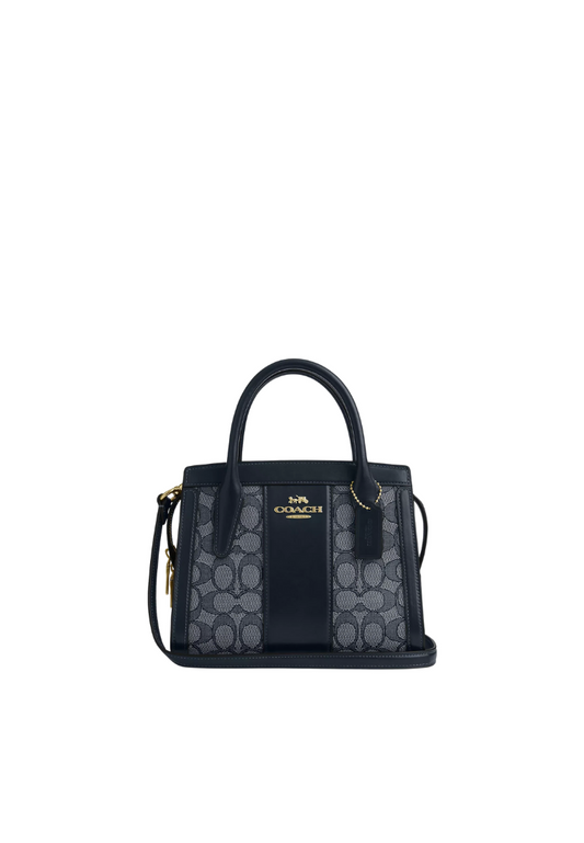 Coach Andrea Carryall Bag Signature Jacquard In Midnight Navy Ct766