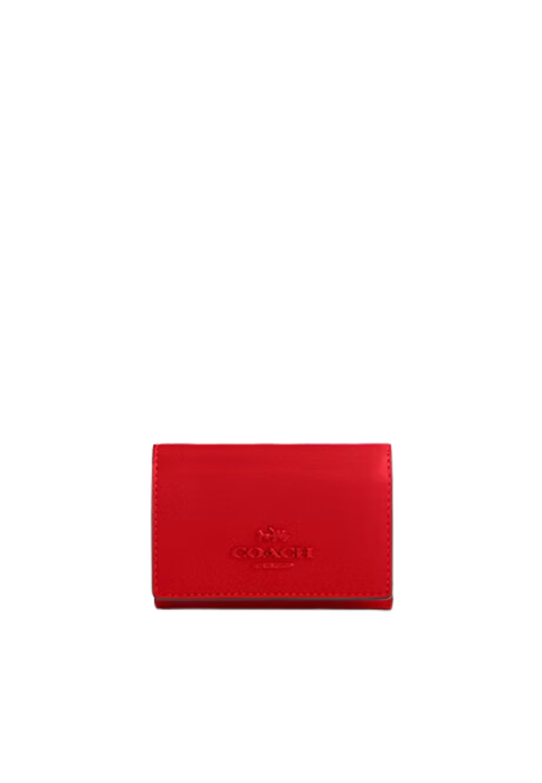 ( AS IS ) Coach Micro Wallet In Bright Poppy CP260