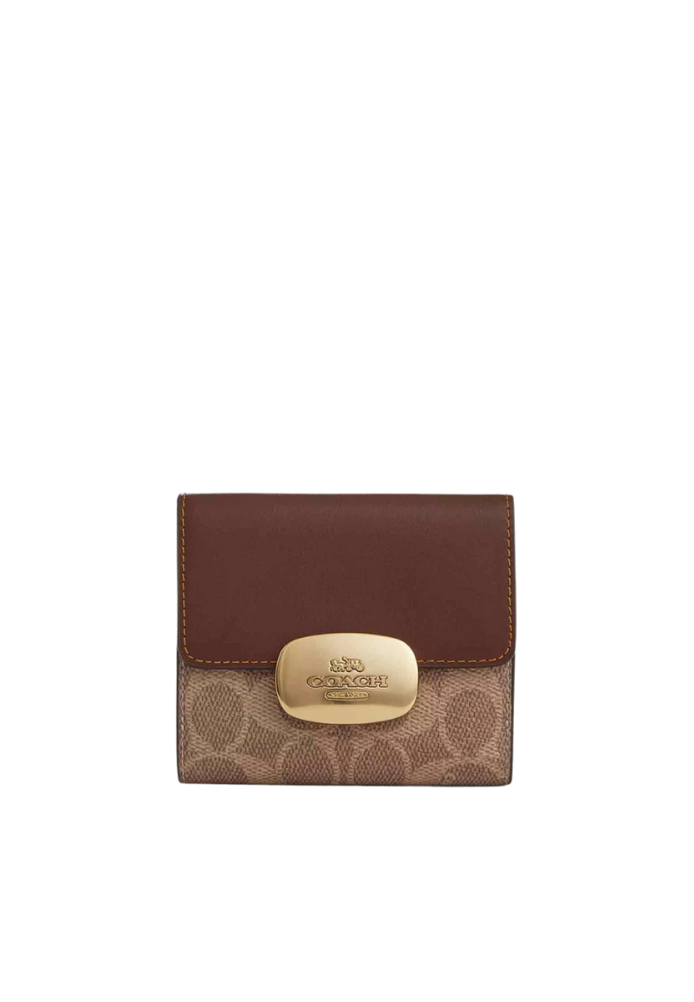 Coach Eliza Small Signature Canvas Wallet In Tan Brown CW801