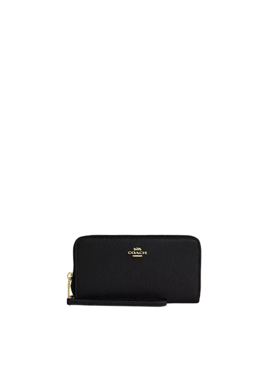 Coach Long Zip Around Wallet With Detachable Card Case In Signature Canvas In Black Cbz98