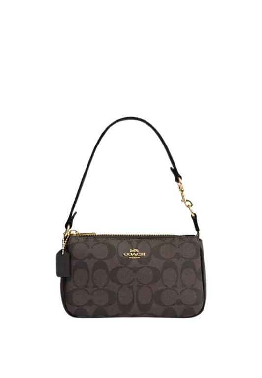 ( PREORDER ) Coach Nolita 19 
 Shoulder Bag Signature Canvas In Gold Brown Black


 CS442