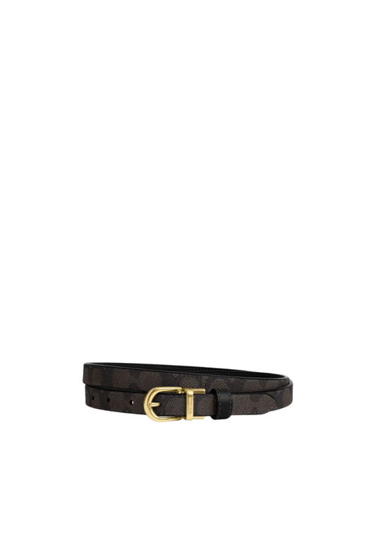 Coach Classic Buckle Belt Cut to Size Reversible In Gold Walnut Black CX058