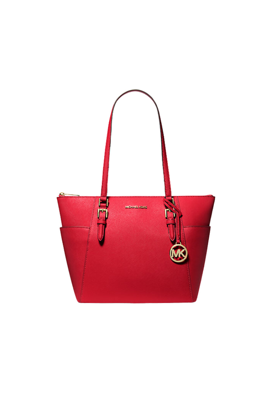 Michael Kors Charlotte Tote Bag Large Saffiano Leather Top-Zip In Bright Red 35T0GCFT7L