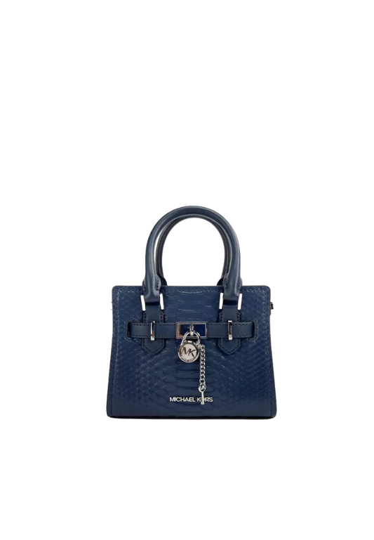 Michael Kors Hamilton XS Snake Satchel Bag In Navy 35R4SH5C0G