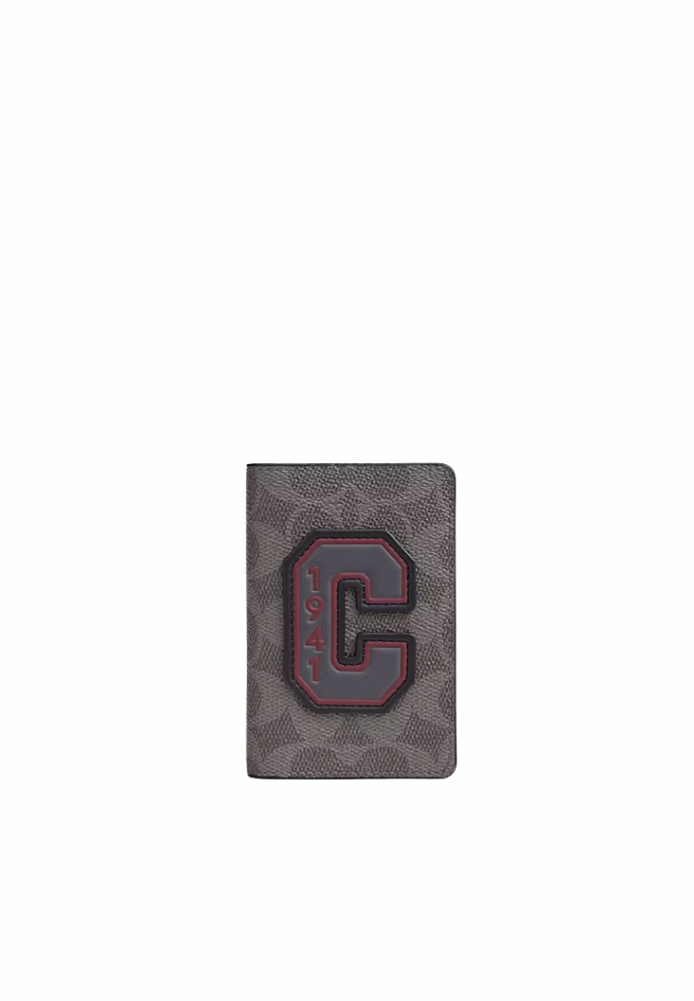 Coach ID Card Wallet In Signature Canvas In Grey Multi CCF99
