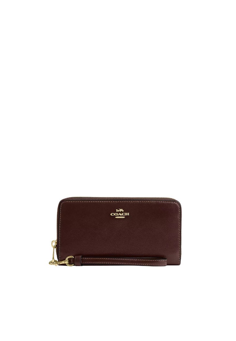 Coach Long Zip Around Wallet In Maple CEC19