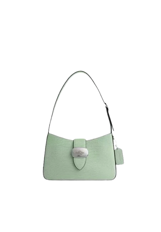 Coach Eliza Lizard Embossed Shoulder Bag In Pale Green CR107