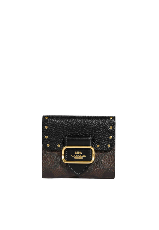 Coach Small Morgan CF471 Wallet In Colorblock Signature Canvas With Rivets