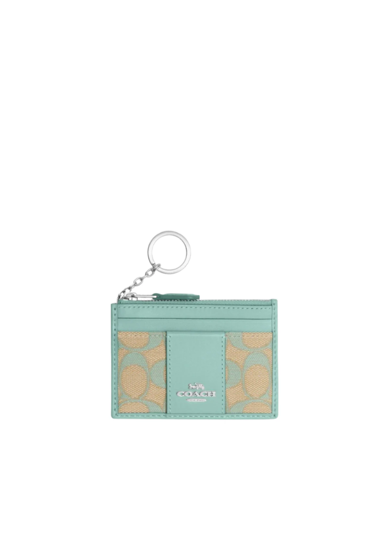 Coach Skinny Id Card Case In Signature Jacquard In Faded Blue CT994