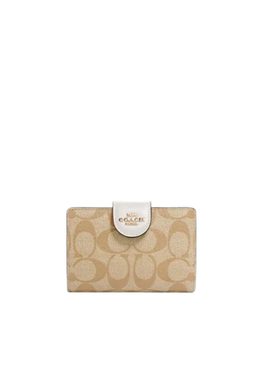 Coach Wallet Signature Canvas In Light Khaki Chalk