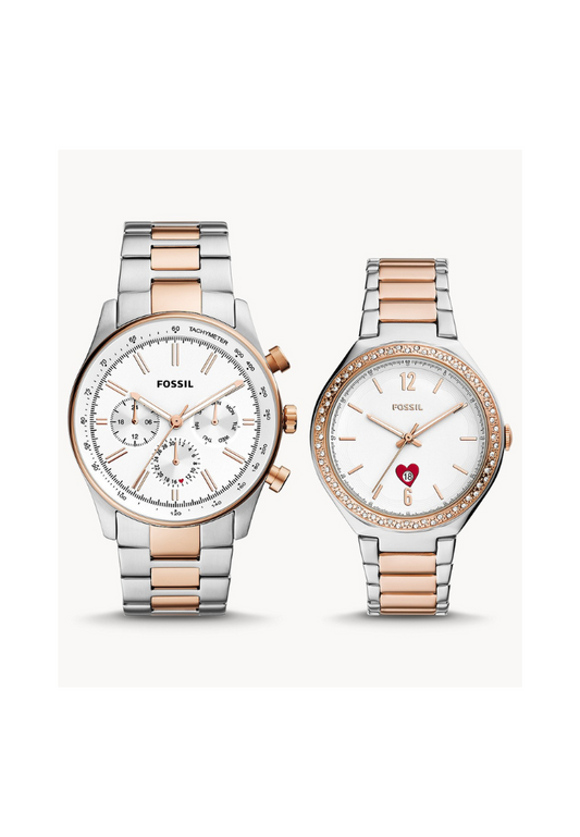 Fossil His And Hers BQ2756SET Multifunction Stainless Steel Watch