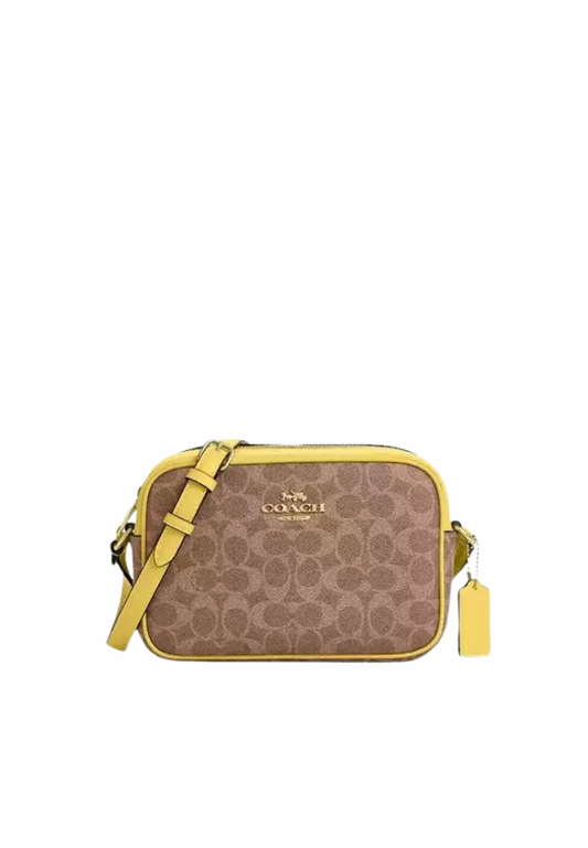 Coach Jamie Camera Bag Signature Canvas In Tan Yellow CZ186