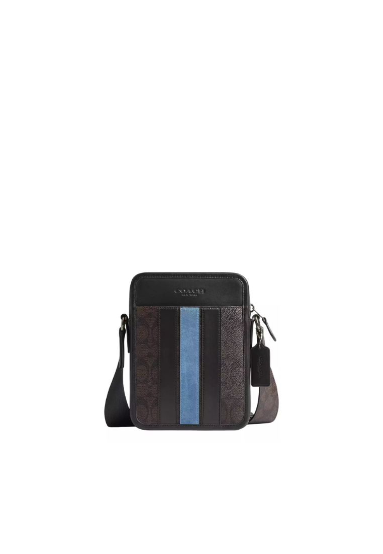 Coach Sullivan Crossbody Bag In Signature Canvas With Varsity Stripe In Walnut Multi CDC55