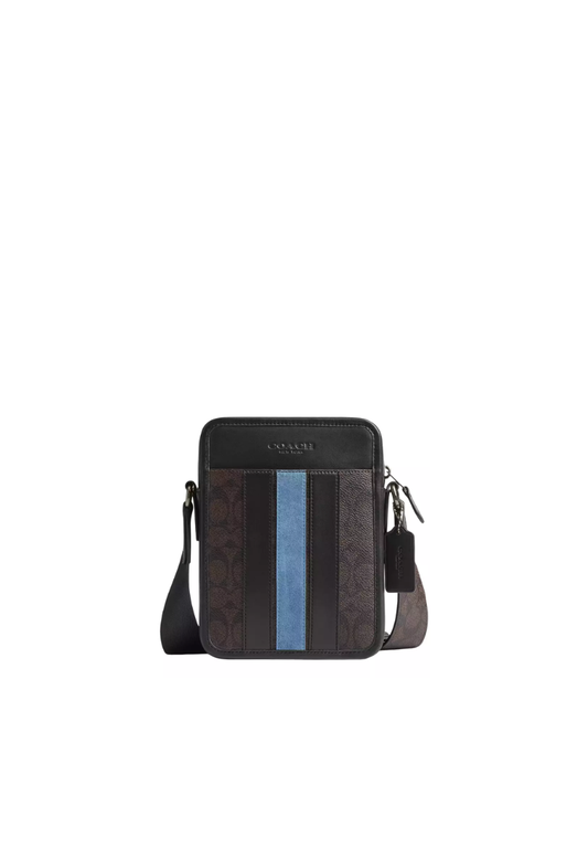 Coach Sullivan Crossbody Bag In Signature Canvas With Varsity Stripe In Walnut Multi CDC55