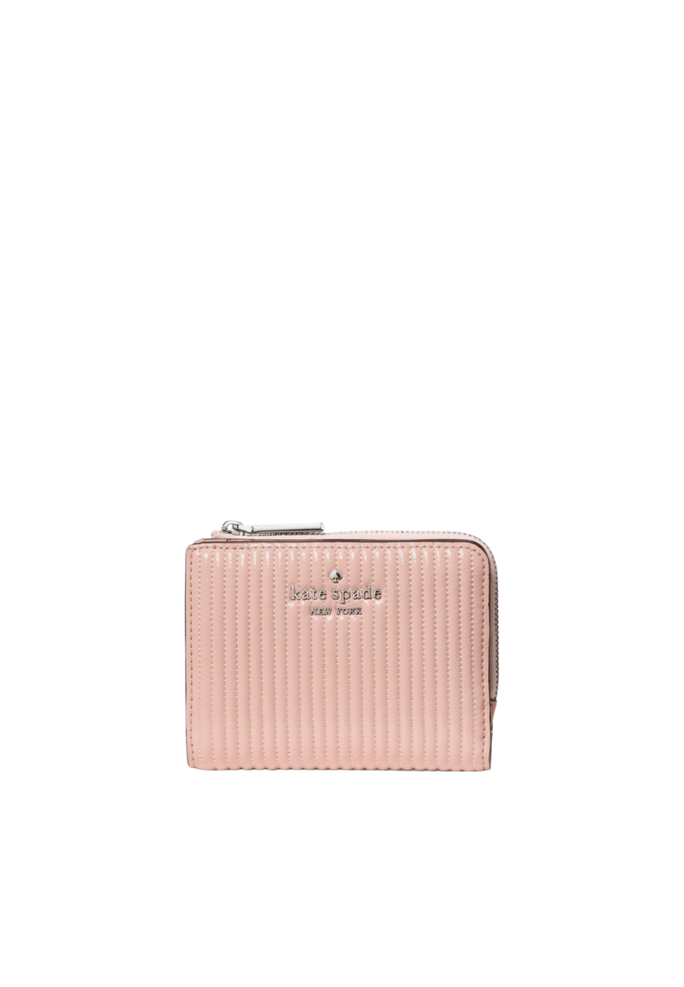 Kate Spade Shiny Quilted Small L-zip Wallet In Rose Smoke KP306