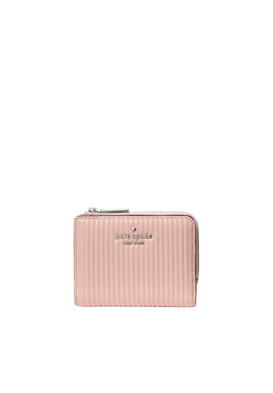 Kate Spade Shiny Quilted Small L-zip Wallet In Rose Smoke KP306