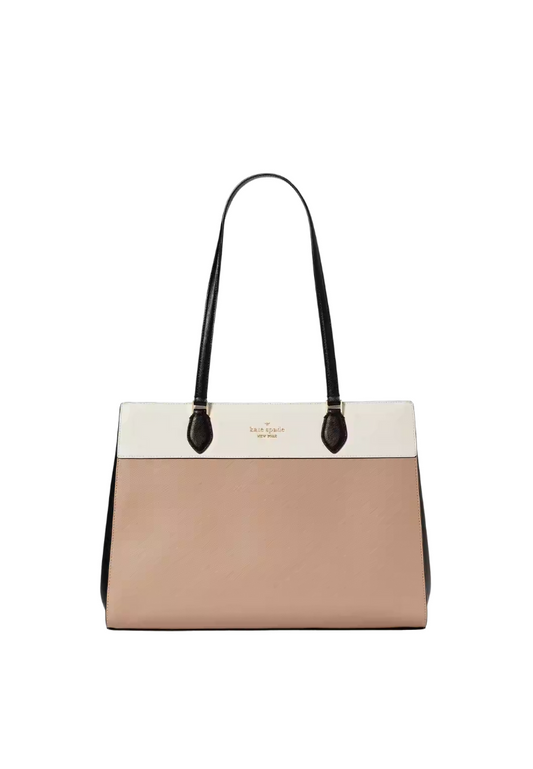 Kate Spade Madison Colorblock Saffiano Leather East West Tote Bag In Toasted KC618
