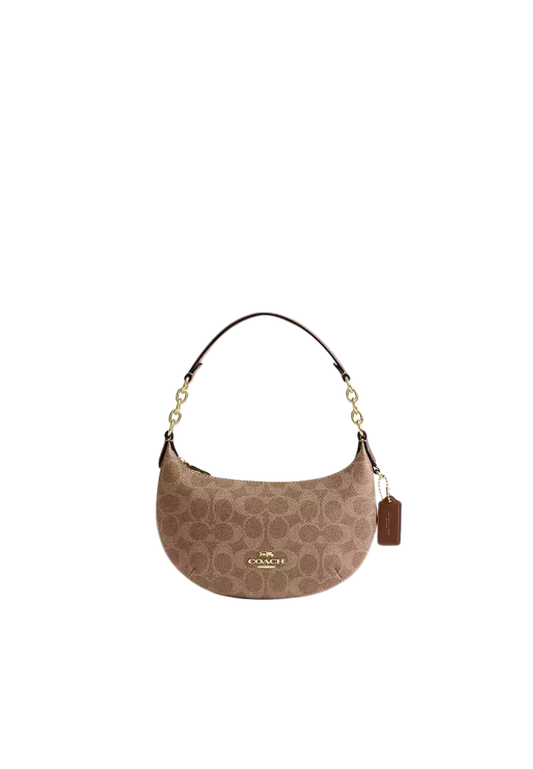 Coach Mini Payton Shoulder Bag In Signature Canvas In Tan Brown CEL06