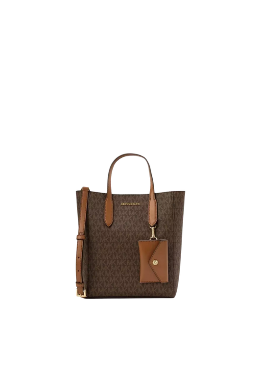 Michael Kors Vincent Small Tote Bag Signature Logo Convertible Tote Bag with Card Case In Brown 35F4G2VT1B