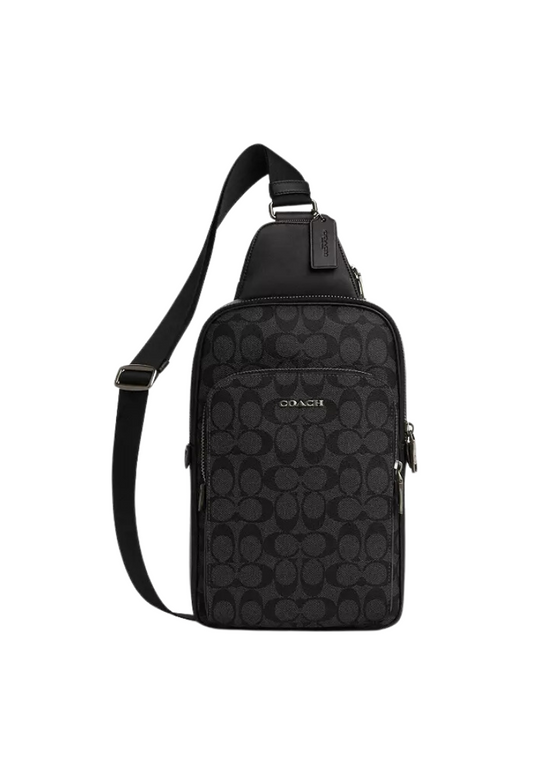 Coach Ethan Pack Crossbody Bag In Signature Canvas In Black CO910