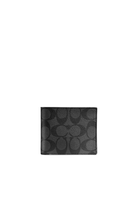 Coach Compact ID Wallet In Charcoal Black CR905