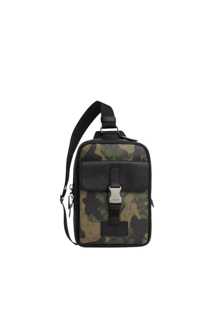 Coach Track Backpack Signature Canvas Camo Print In Green Multi CL944