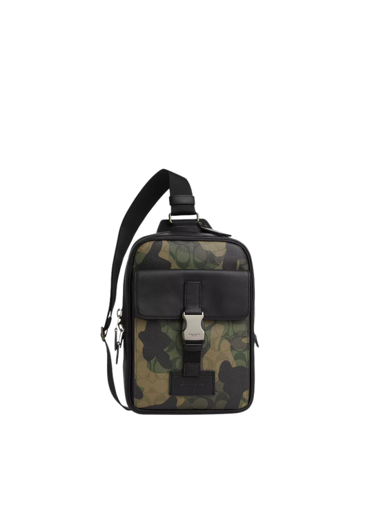 Coach Track Backpack Signature Canvas Camo Print In Green Multi CL944