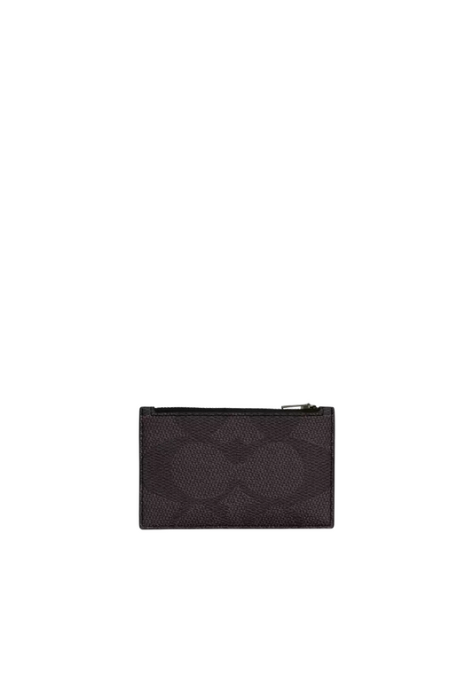 Coach Zip Card Case Blocked Signature Canvas In Walnut Tan Cab81
