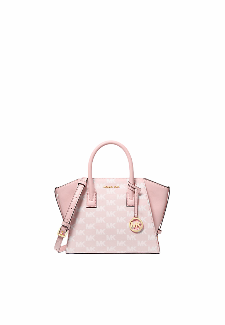 Michael Kors Avril Small Signature Logo Jacquard Satchel Bag In Powder Blush 35F5G4VS1J