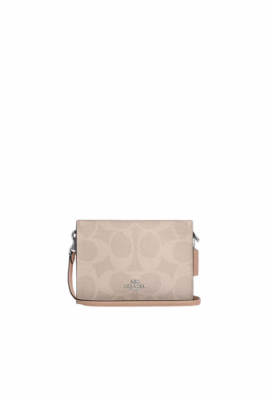 Coach Slim Crossbody Bag Signature Canvas In Sand Taupe CAR12