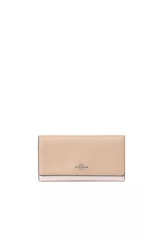 Coach Slim Trifold Wallet Colorblock In Sandy Beige Multi CC816