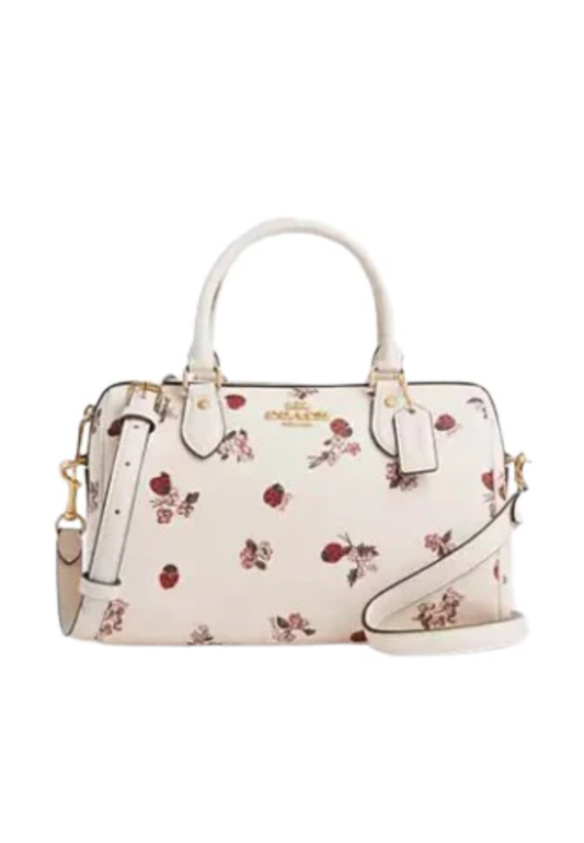 Coach Rowan Satchel Bag With Lady Bug Floral Print In Chalk Multi CU272