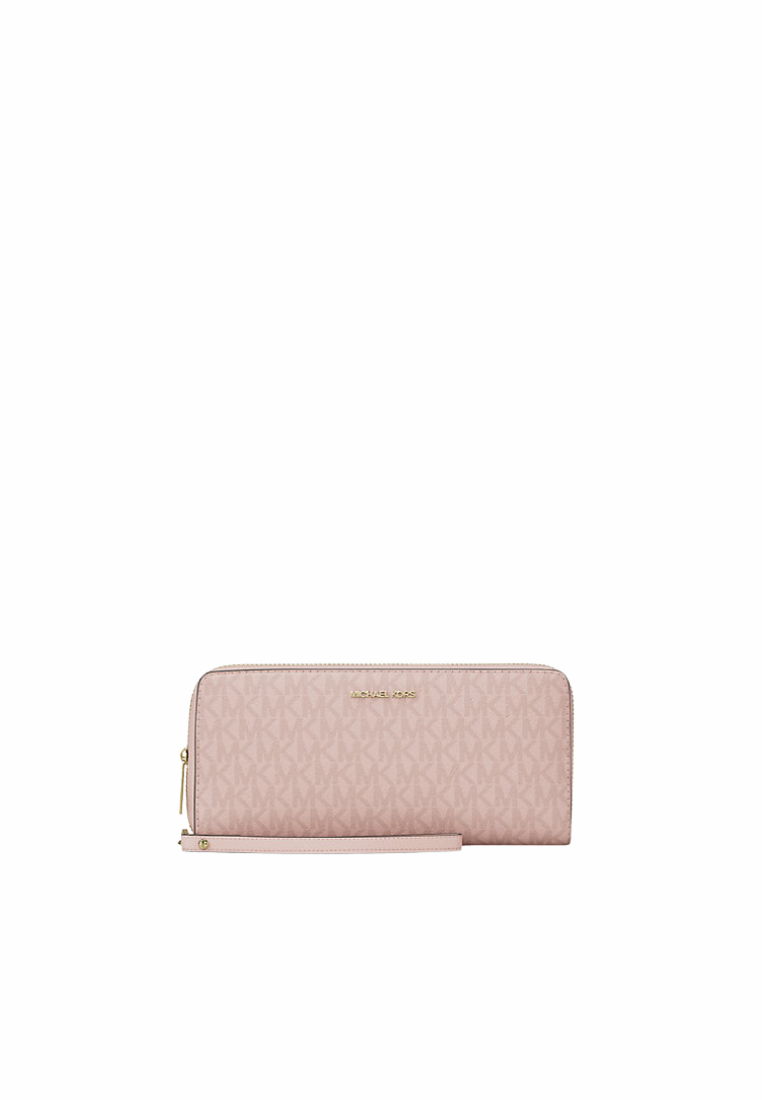 Michael Kors Jet Set Travel Large Signature Logo Continental Wallet In Powder Blush 35R4GTVT3V