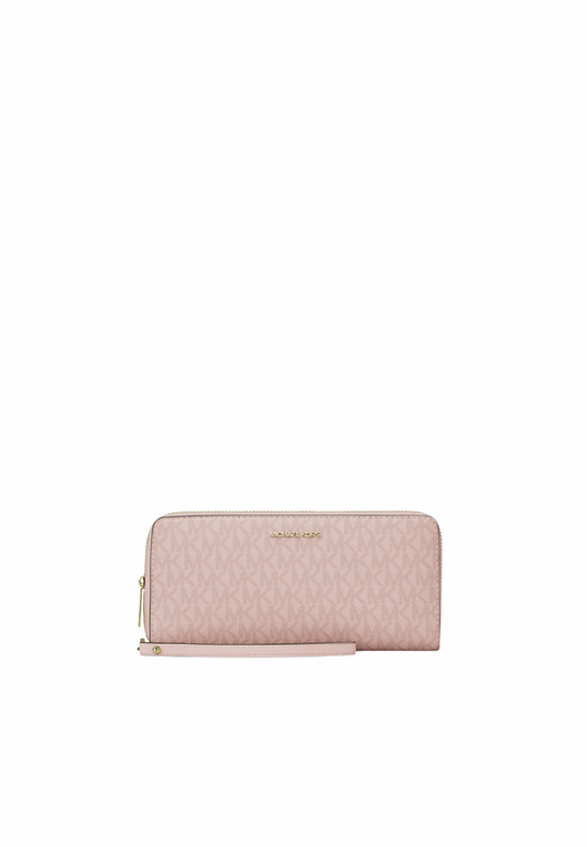 Michael Kors Jet Set Travel Large Signature Logo Continental Wallet In Powder Blush 35R4GTVT3V