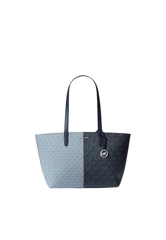 Michael Kors Jet Set Travel Tote Bag Medium Two-Tone Logo In Navy Multi 35F4Stvt8B