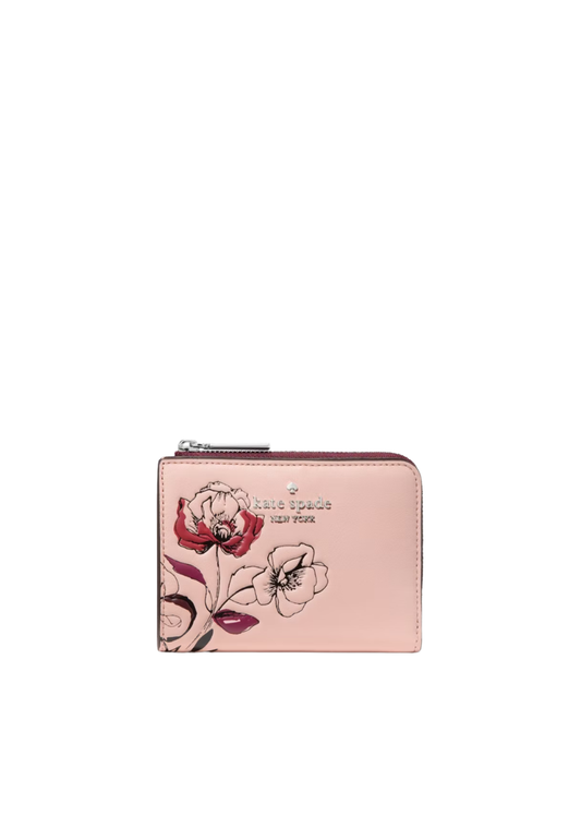 Kate Spade Floral Small L-zip Wallet In Rose Smoke KP326