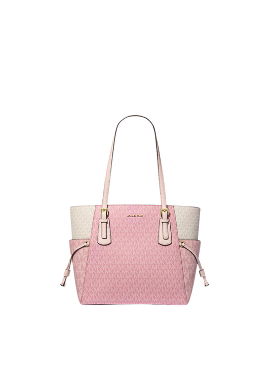 Michael Kors Voyager Tote Bag Large Color-Block Signature Logo In Powder Blush Multi 35S5Gv6T7B
