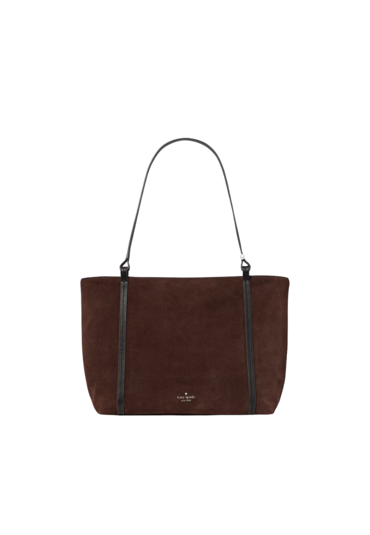 ( PREORDER ) Kate Spade Marlowe Suede Tote Bag In Hot Fudge Multi KP264