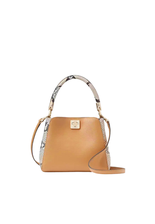 Kate Spade Phoebe Snake Embossed Top Handle Satchel Bag In Tiramisu KF549