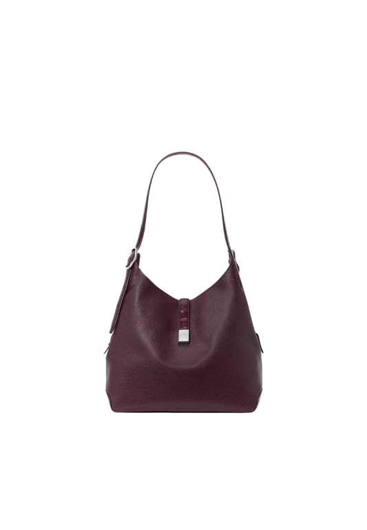 ( PREORDER ) Kate Spade Deco Croc Embossed Shoulder Bag In Blackberry Jam KP426