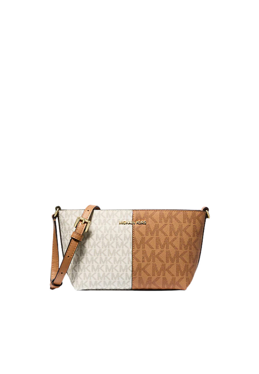 Michael Kors Jet Set Travel Crossbody Bag Small Two-Tone Logo In Deer Multi 35F4GTVC1V