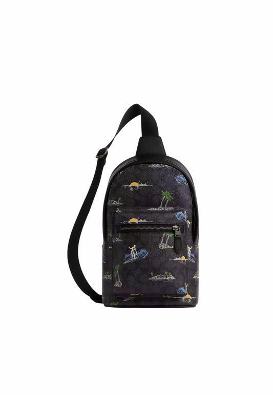 Coach West Pack Crossbody Bag In Signature Canvas In Charcoal Multi CBJ12