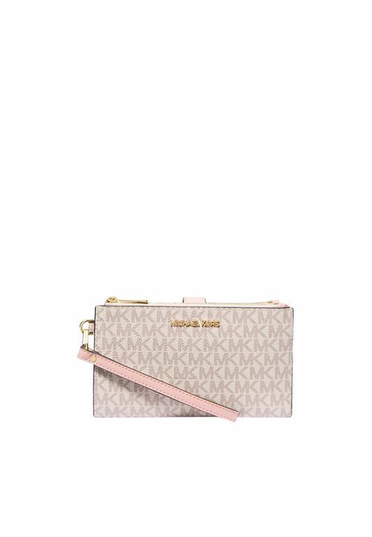 Michael Kors Jet Set Travel 35F8GTVW0B Large Double Zip Wristlet In Powder Blush Multi