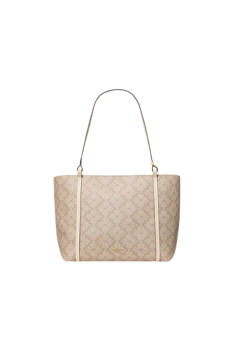 ( PREORDER ) Kate Spade Marlowe Spade Flower Coated Canvas Tote Bag In Dark Beige Moon Dust KP265