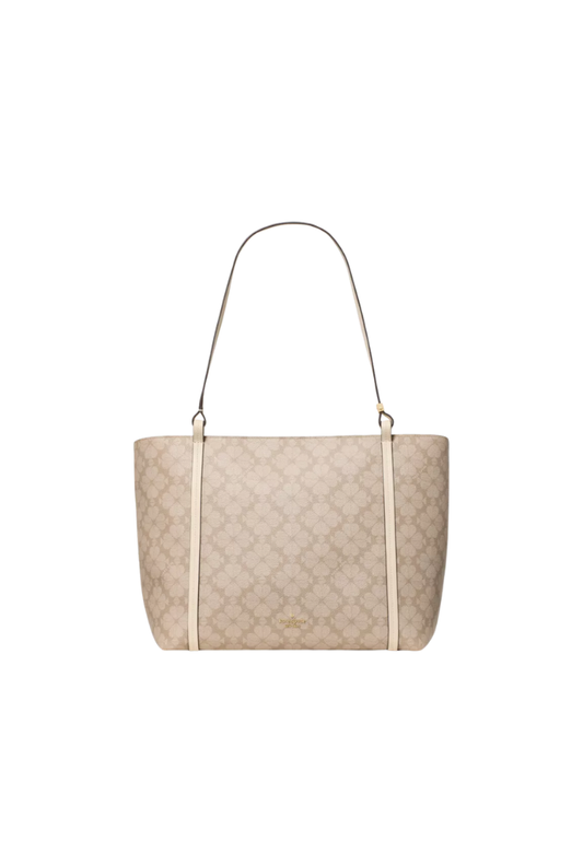 ( PREORDER ) Kate Spade Marlowe Spade Flower Coated Canvas Tote Bag In Dark Beige Moon Dust KP265