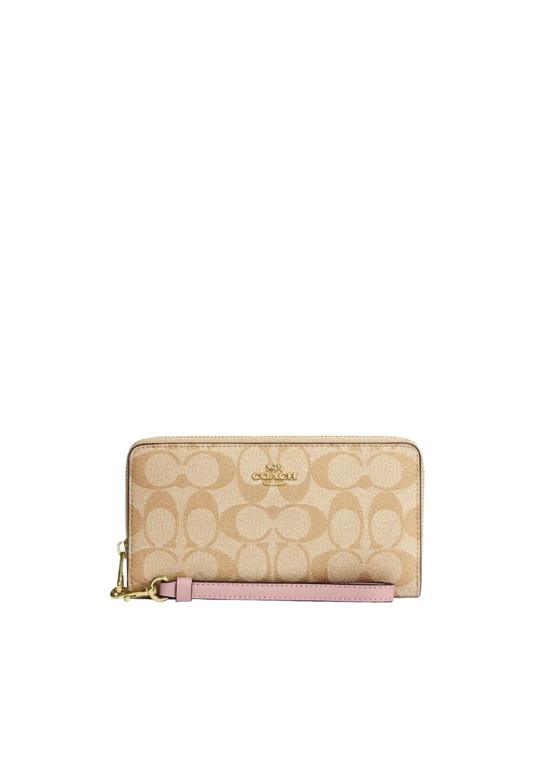 Coach Long Zip Around Wallet In Light Khaki/Ice Purple C4452