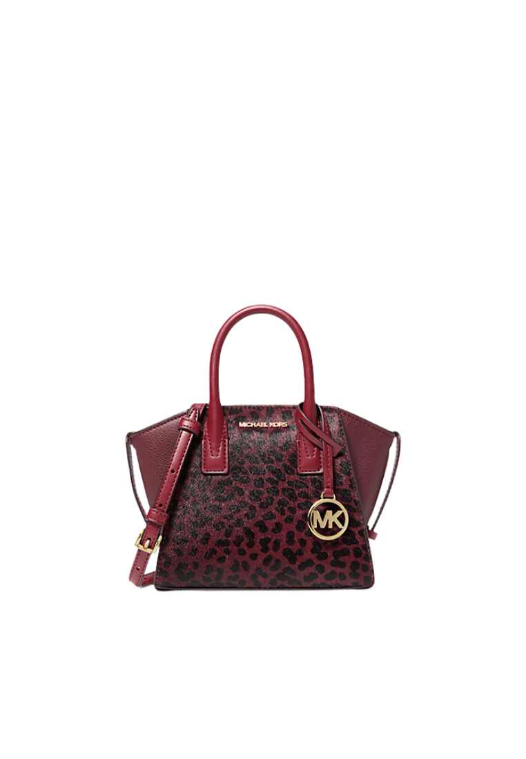 Michael Kors Avril Satchel Bag Extra Small Cheetah Print In Oxblood Multi 35F4G4VC0H