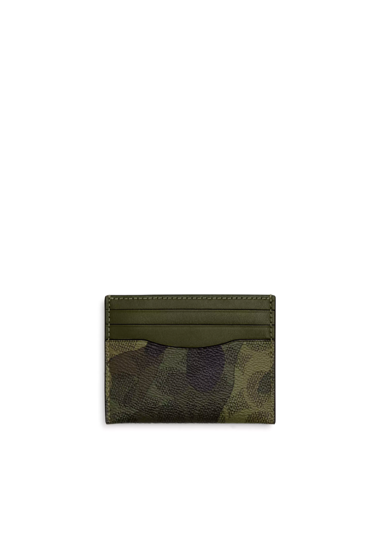 Coach Slim ID Card Case Signature Camo In Dark Shamrock Multi CY266