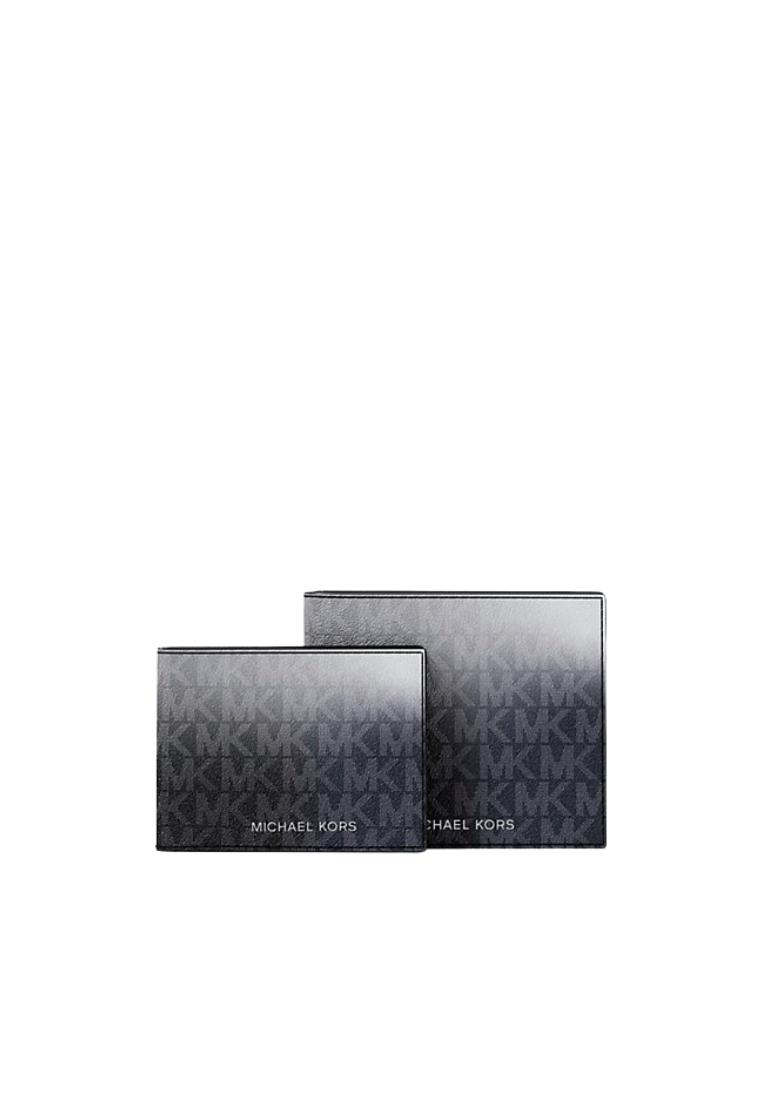 Michael Kors Cooper Ombre Signature Logo Billfold Wallet With Passcase In Black Noir Multi 36R6LCOF2O